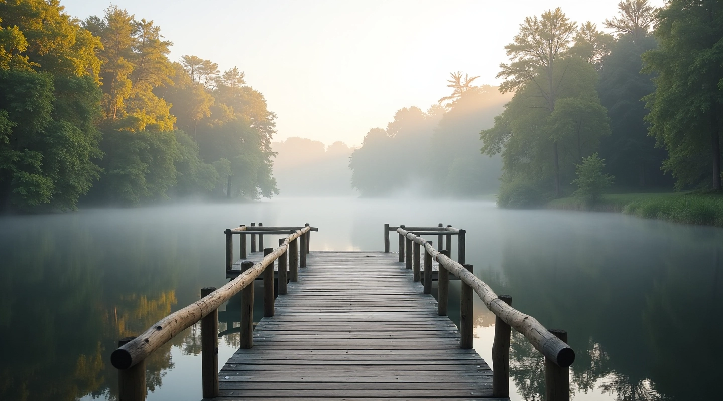 Skaista natura ainas no Latvijas upes ar koka tiltu